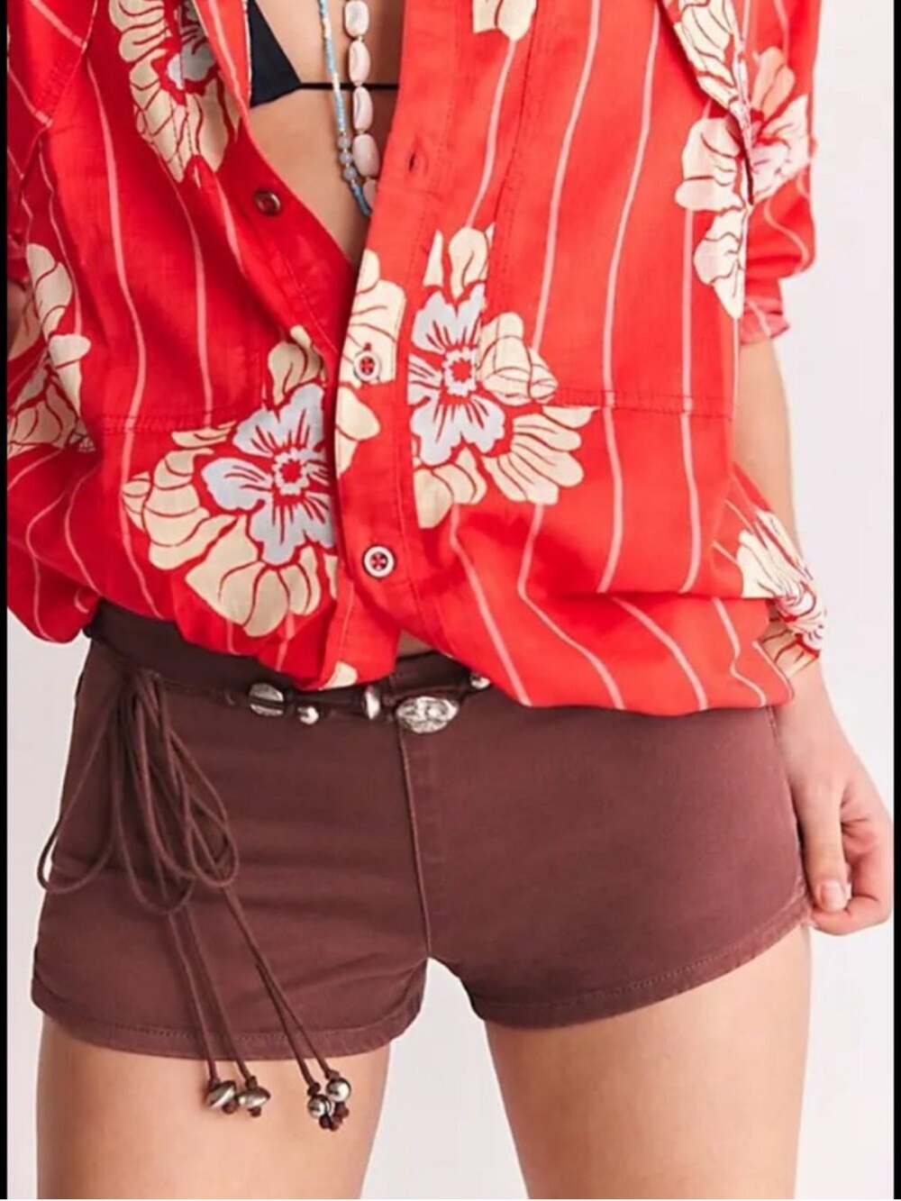NWT Free People Sahara Mini Shorts Chocolate Dark Brown Size 28 - Picture 3 of 8